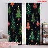 Set Of 2 Flat Printing Christmas Party Curtain Trees Polyester Without Electricity Spring Perfect Machine Washable