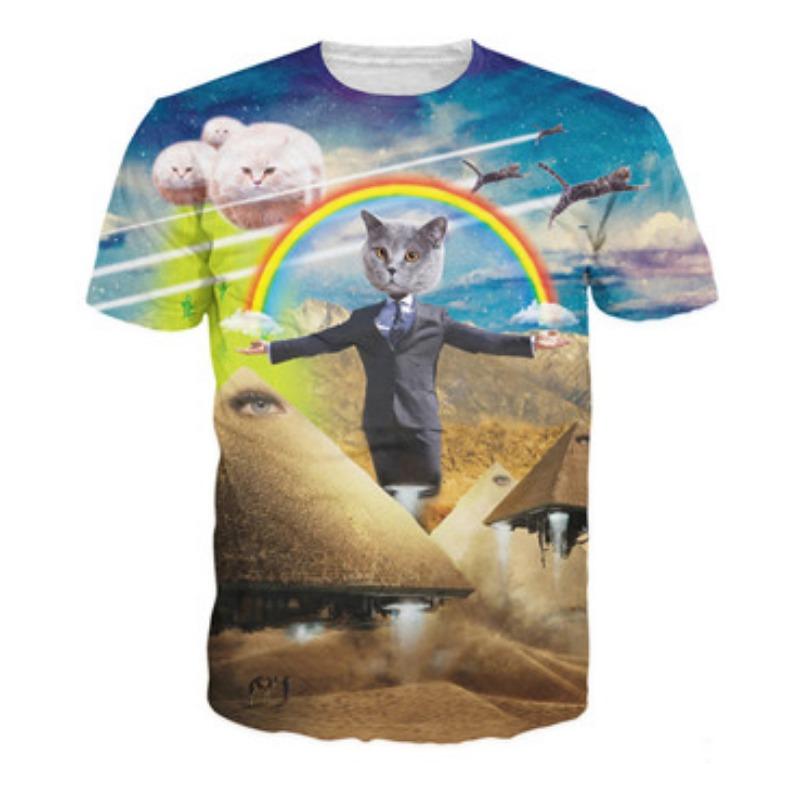 Cute 3d Printed Cat T Shirt For Men Summer Spring Short Sleeves Tops Street Oversized Tees Funny Animal Cats Graphic T-shirt