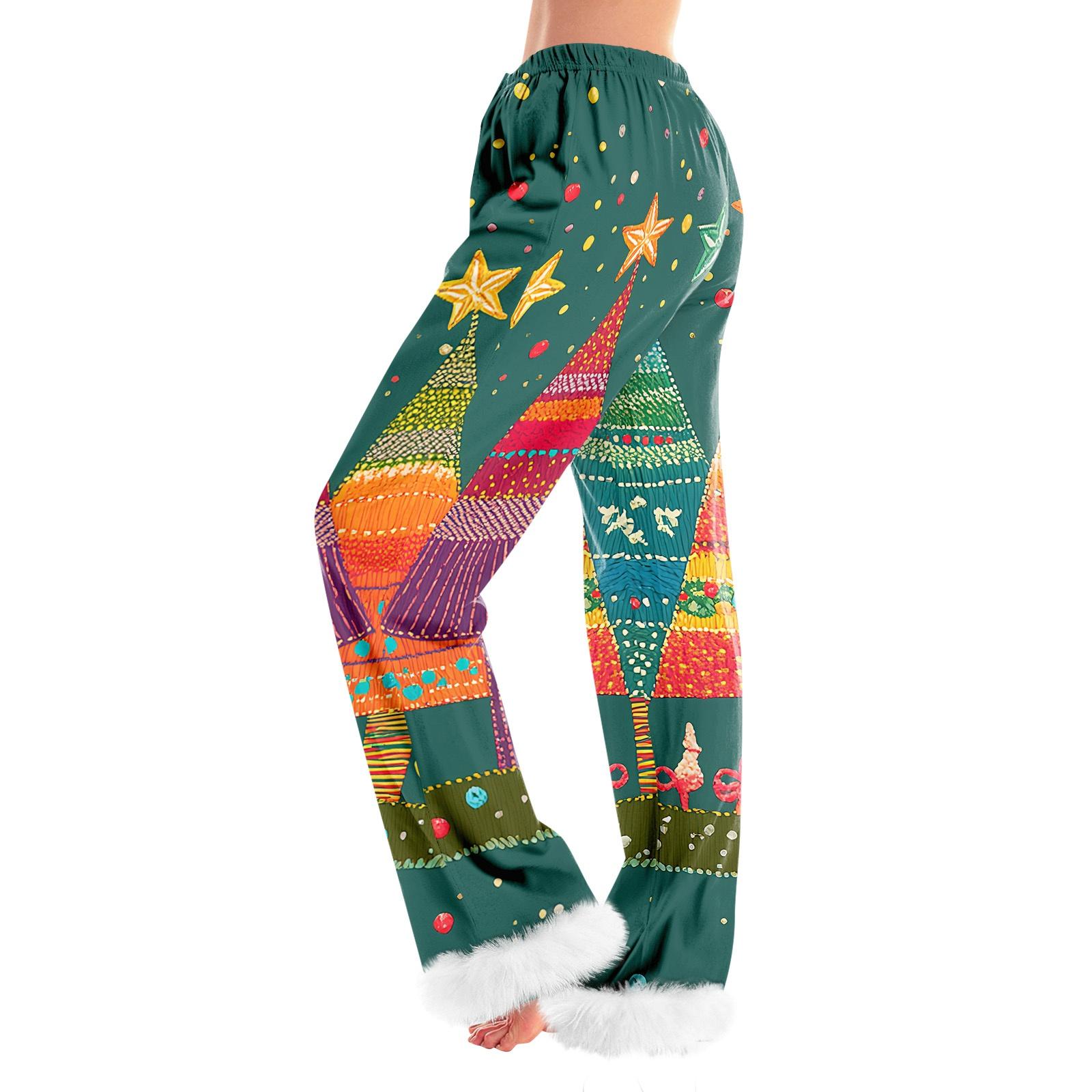 

Women s Fashionable Casual Pants, Christmas Tree Print Pants M