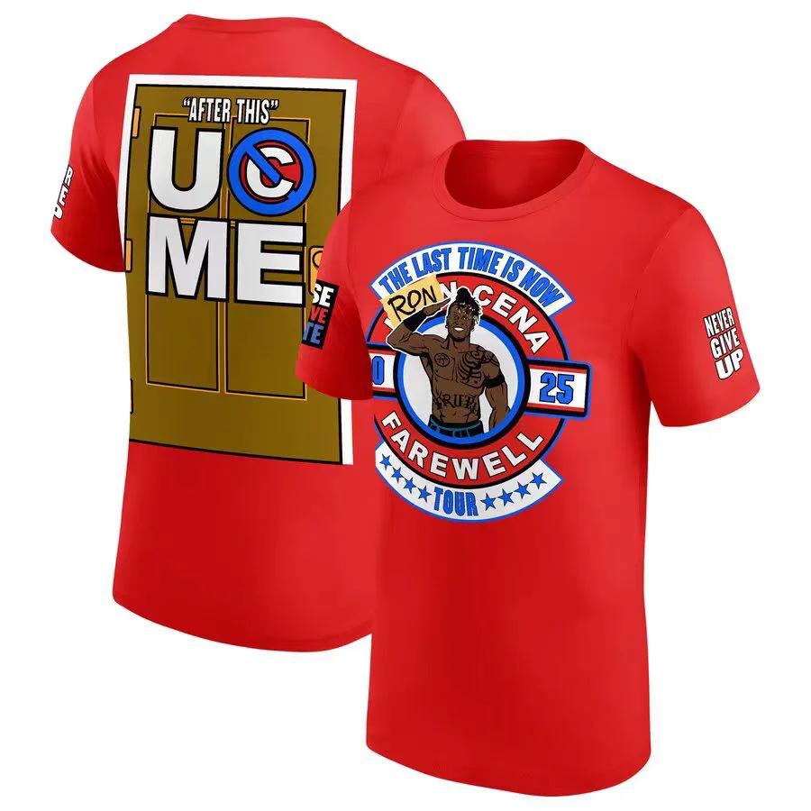 Herren John Cena Verabschiedung 2025 Perth Gelb Rundhals Kurzarm T-Shirt Berühmter Wrestling-Wettbewerb Sommer Bequem Übergröße T-Shirts