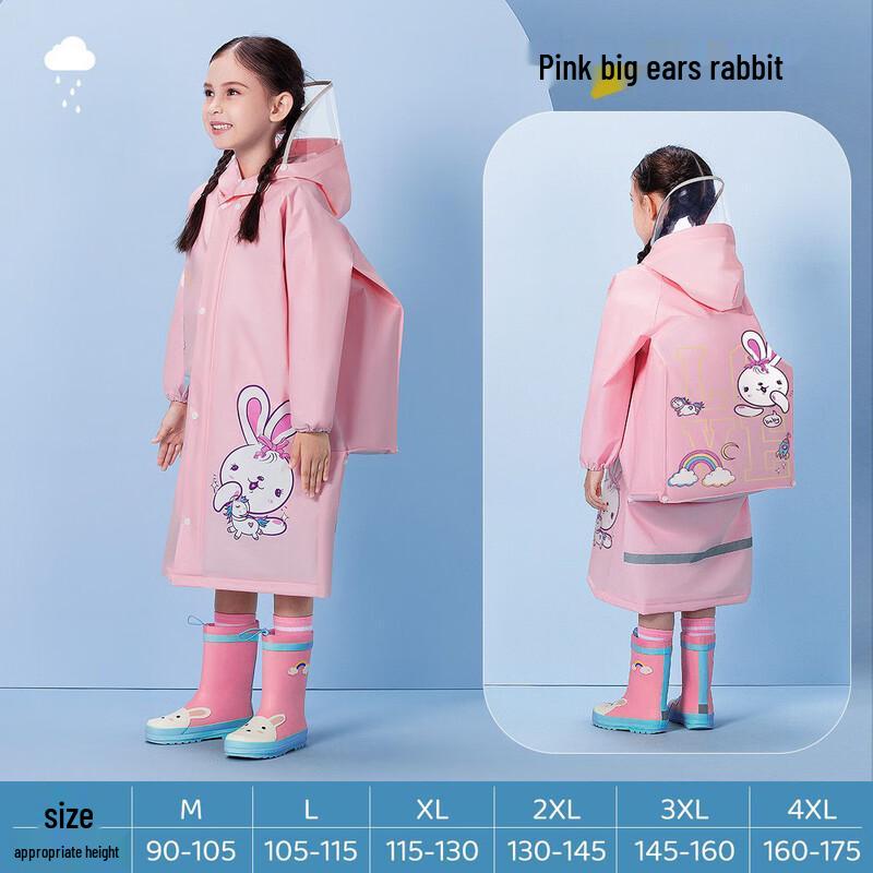 Kids Cartoon Raincoat with Backpack Slot