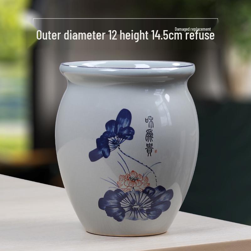 Blue & White Porcelain Flower Pot with Tray for Asparagus Fern, Money Tree, Orchid, Succulents & Bonsai