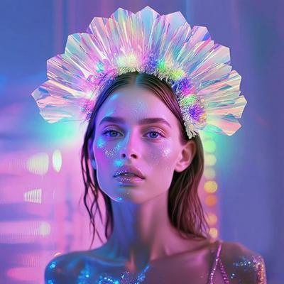 Bandeau LED Lumineux avec 3 Modes de Flash Matériau Film Lumineux Coiffure de Festival Éclairée Fêtes Festivals Anniversaires Décor