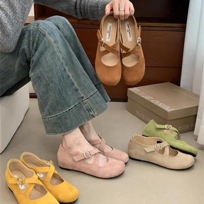 Women Flats Loafers Shoes Shallow Buckle Suede Casual Shoes New Brand Spring Trend Designer Walking Cozy Femme Chaussures