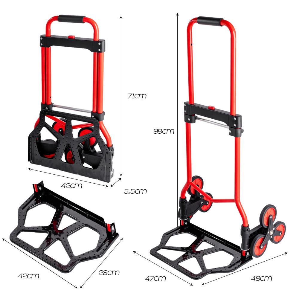 Foldable Grocery Shopping Cart with Pull Rod and Stair-Climbing Wheels