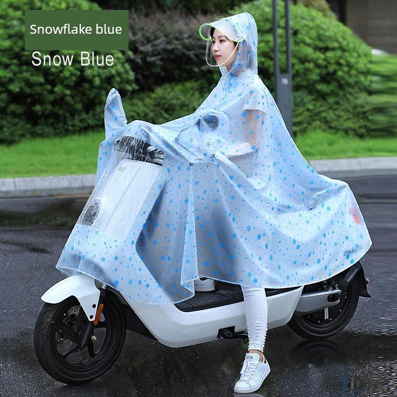 Regenmantel für Elektroroller, Doppelsitz, Eltern-Kind, Langer Stil, Ganzkörper, Starkregen-Schutz, Motorrad-Spezifisch, Transparenter Regenponcho