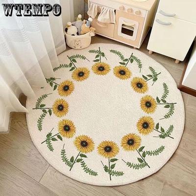 Modern Simple Flower Circular Carpet Bedroom Living Room Dressing Chair Bedside Carpet Circular Carpet Floor Mat