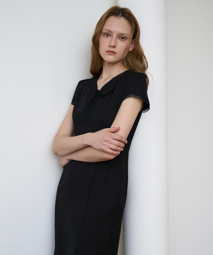 DEHEVE Twist Layered Long Dress [Black]