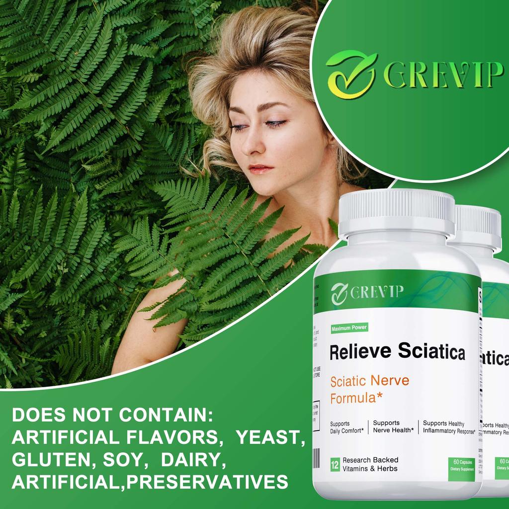 GREVIP Vitamin B Complex, containing alpha-lipoic acid extract, is suitable for adults and is designed to treat sciatic nerve discomfort.