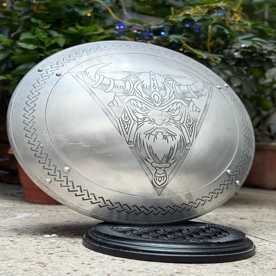 Aluminium Bearded Viking Warrior Shield  Nordic Mythology Wall Art