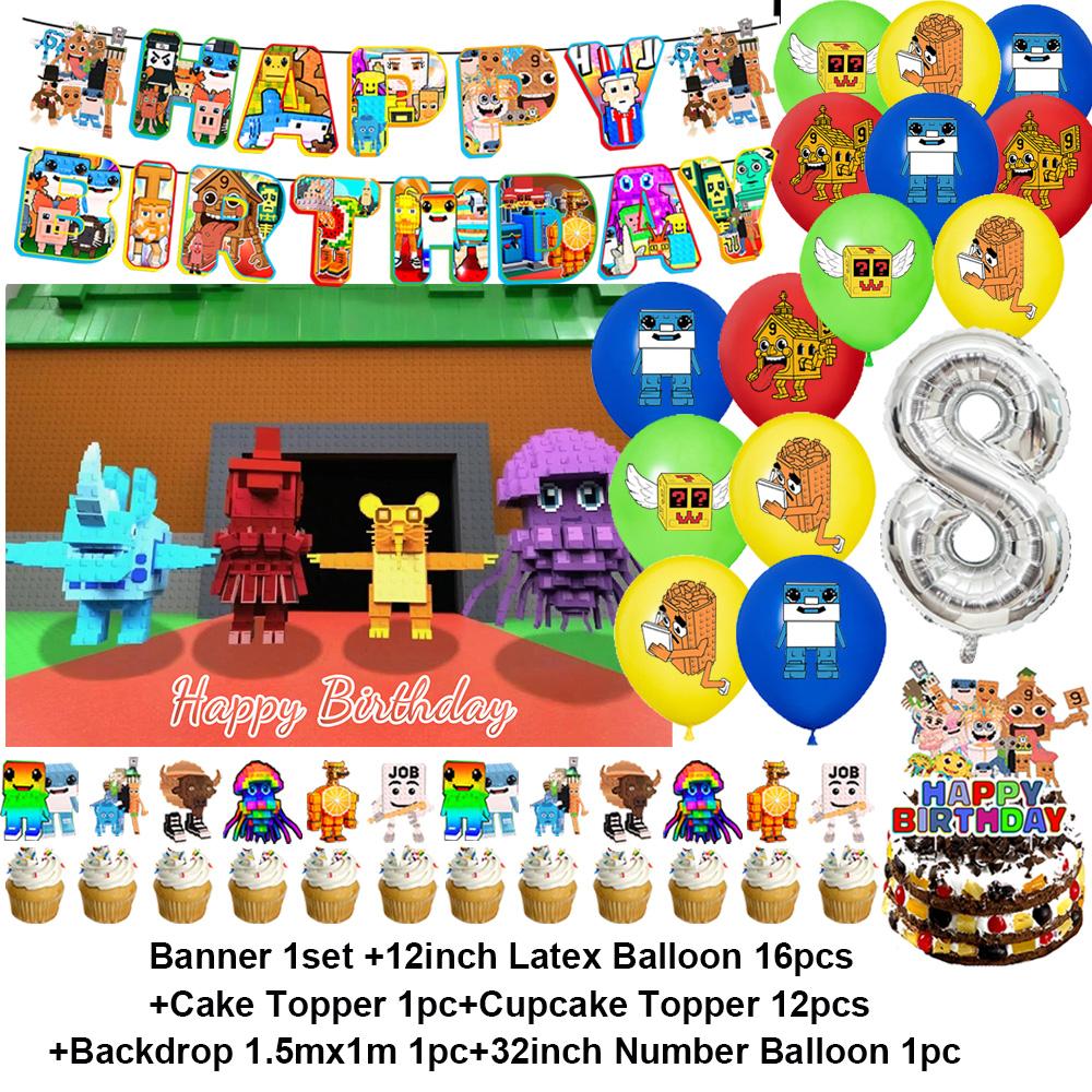 Steal N Catch The Brainrot Birthday Party Decorations Number Balloon Cake Topper Popular Game Background Party Supplies Kid Gift