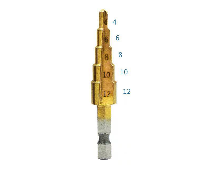 

1pcs Pagoda Drill Drilling Tool Accessory Set Step Drill Titanium Plated Hexagonal Shank Straight Groove Hexagonal