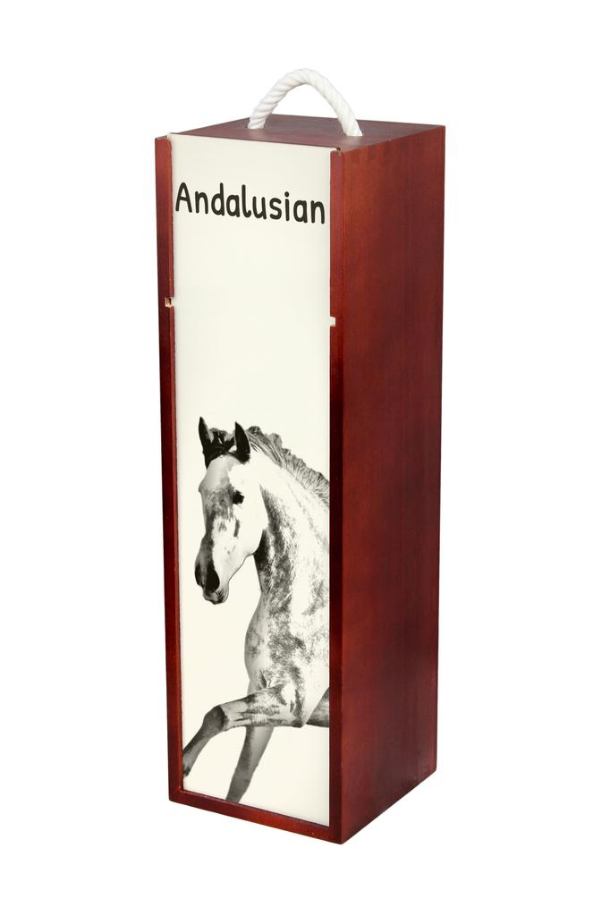 Andalusian - Wine Box with a Horse, Alcohol Box with Graphics, Personalized Gift Box from the Art-Dog Brand