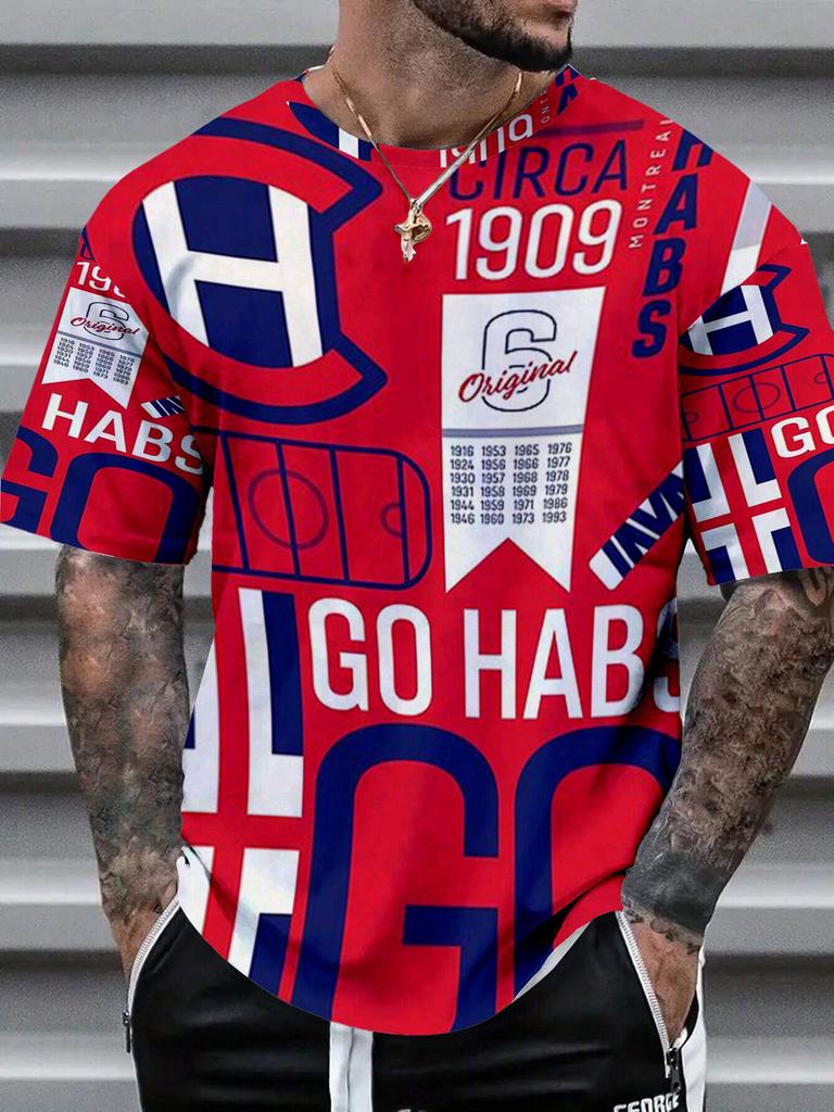 Montreal Canadiens Hip-hop Stil Weiches Mode Kurzarmhemd Ganzjahres Party Essential