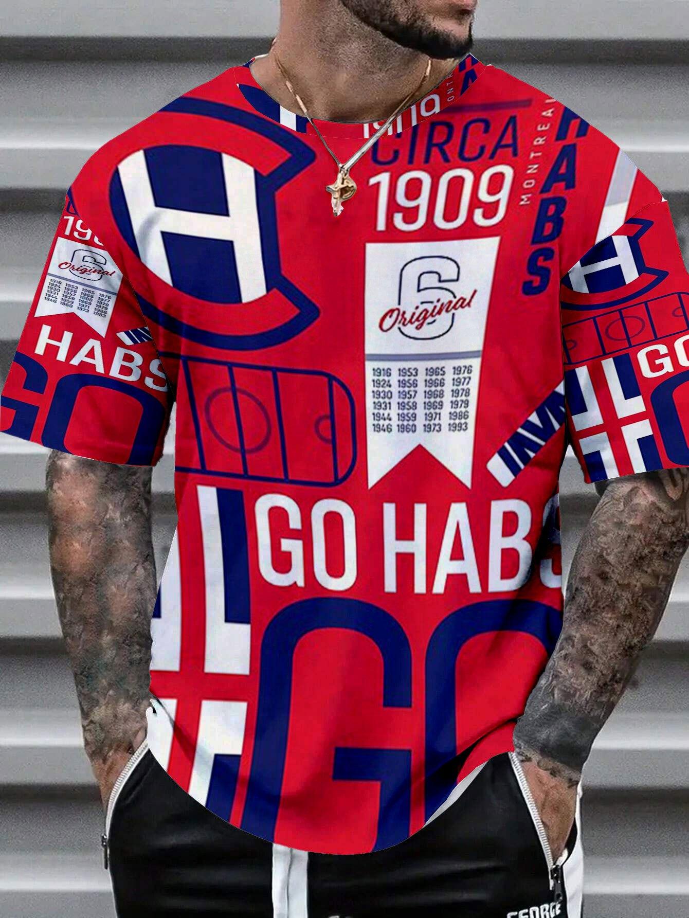 Монреаль Канадиенс Хип-хоп Стиль Мягкая Модная Короткорукавная Рубашка Всесезонная Вечеринка Необходимая S