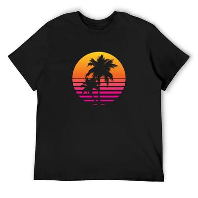 Synthwave Sunset T-Shirt Oversized Graphic Tee Affliction Shirts Summer Top Rapper Graphic Tees Mens Fashion