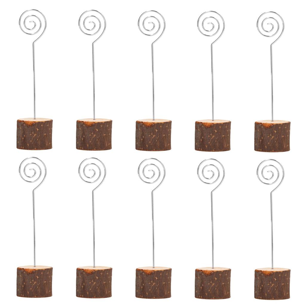 10pcs Place Card Holders Fashionable Simple Secure Fix Cute Table Number Holder with Wooden Base for Office Anniversary