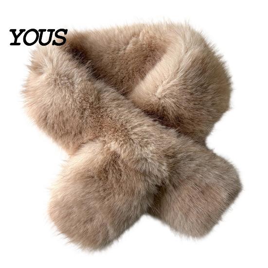 Daily Commute Cold Protection Plush Cross Scarf, Stylish Faux Fur Winter Neck Warmer, Soft Warm Wrap for Coat Double-Sided Thermal Elegant Scarf