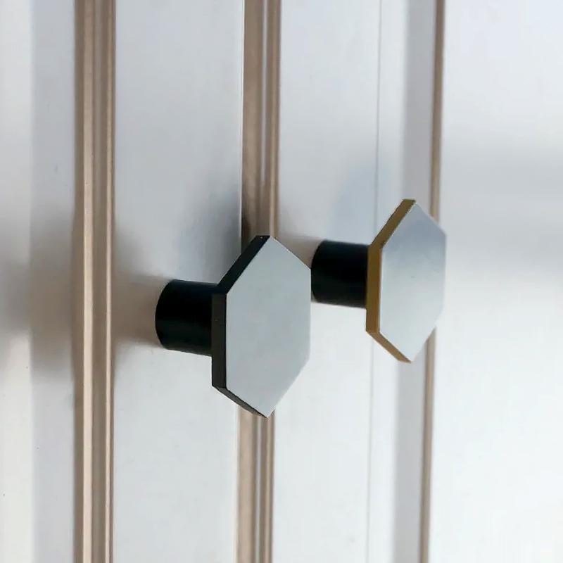 12Pcs/Set Handles Cupboard Hexagon Drawer Pulls Cabinet DIY Kitchen Door Knobs Copper