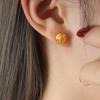 European Geometric Irregular Texture Titanium Steel Round Stud Earrings
