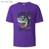 Great Shark Printing Mens Basic Cotton Tee Simple Round Neck Comfortable Fit Lightweight Breathable Casual Wear Mens Tshirt