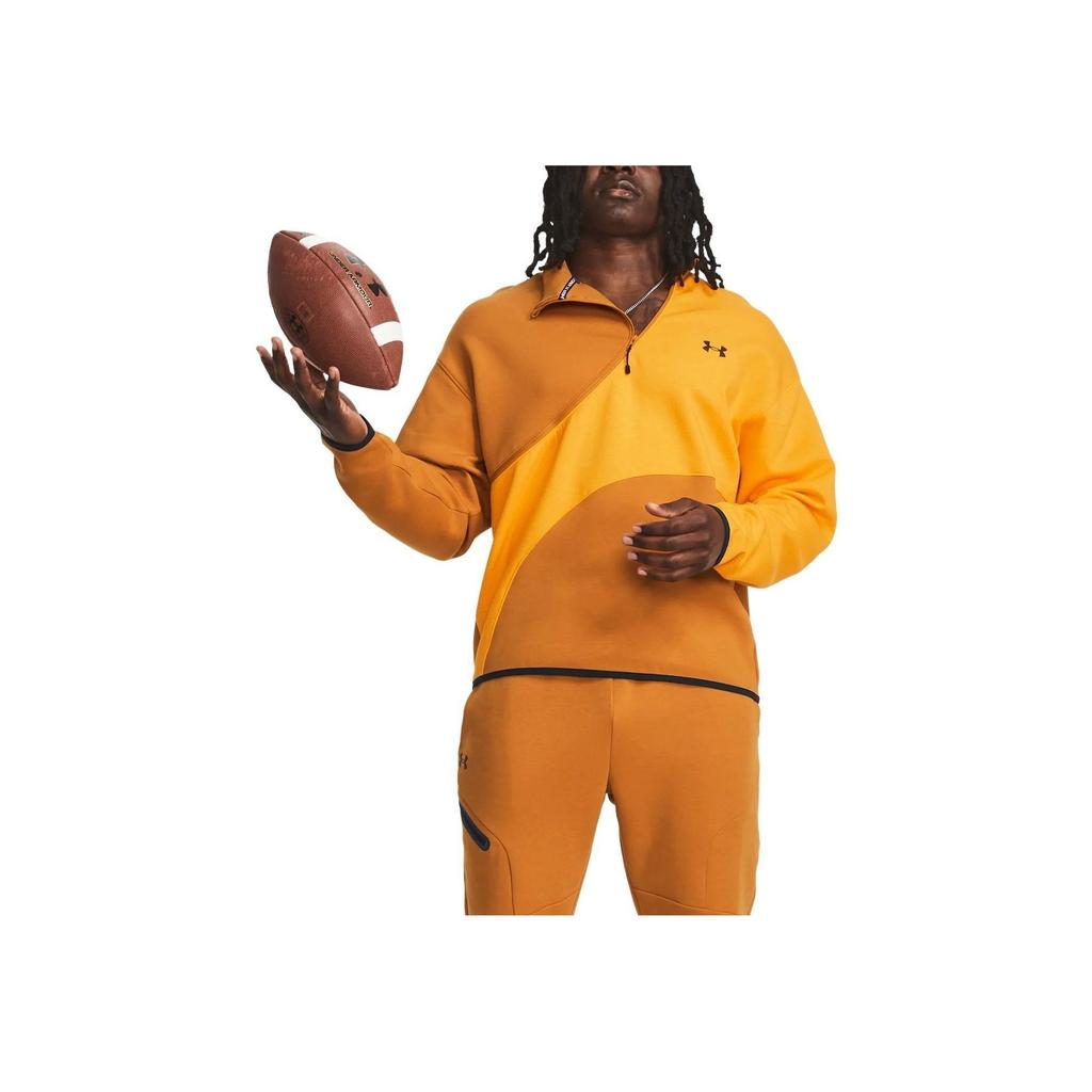 Under Armour Unstoppable Color Block Spliced Stand Collar Sports Sweatshirt Men Sweatshirt Formula-Orange 1379813-801