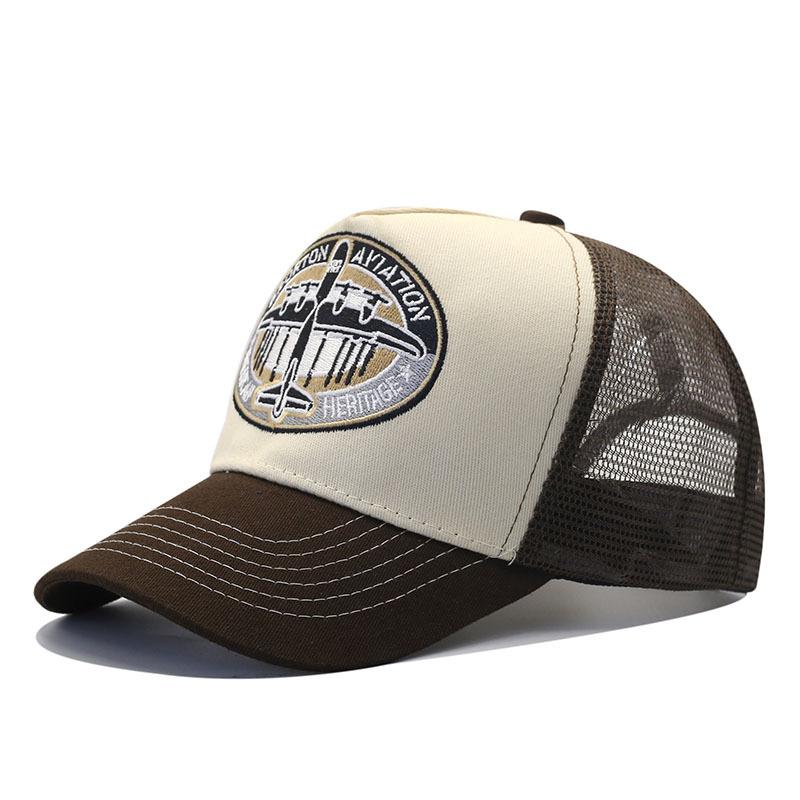 Hot Sale Truck Driver Airplane Embroidery Mesh Cap Men's Color Matching Breathable Cap European and American Fashion Baseball Cap