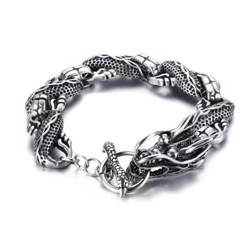 Lion head animal bracelet for men stainless steel braided chain wristband bracelet fashion hip hop jewelry