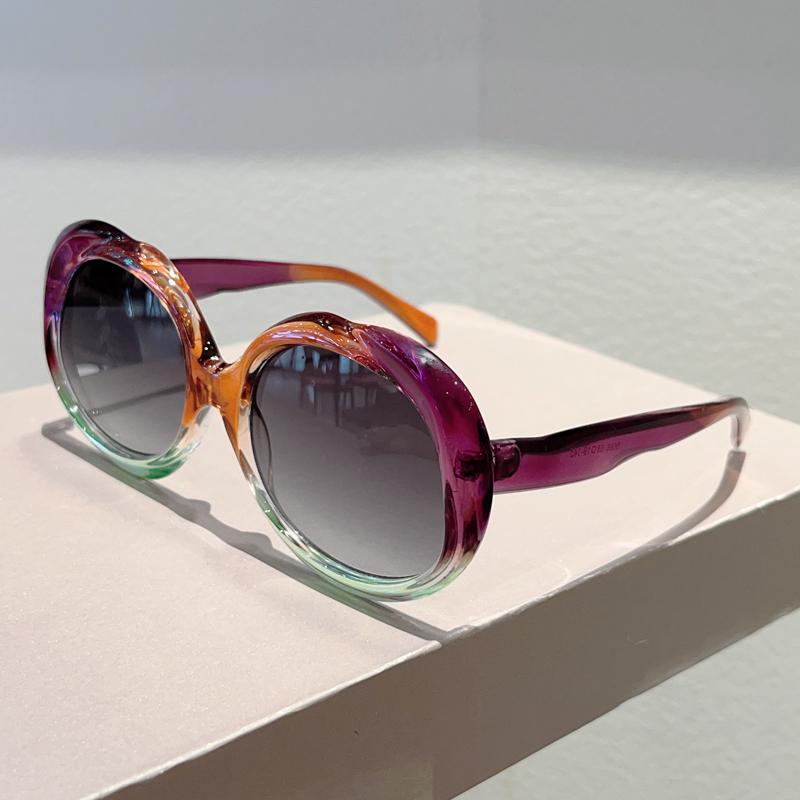 Oversized Round Sunglasses  Fashion Gradient Multicolor Outdoor Shades Trendy Brand Design Beach Holiday Sun Glasses