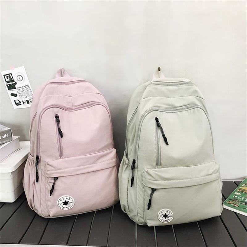 Schoolbag Solid Color Simple Backpack Men's and Women's Trend Original School Bag Students Commuting Light Travel Backpack