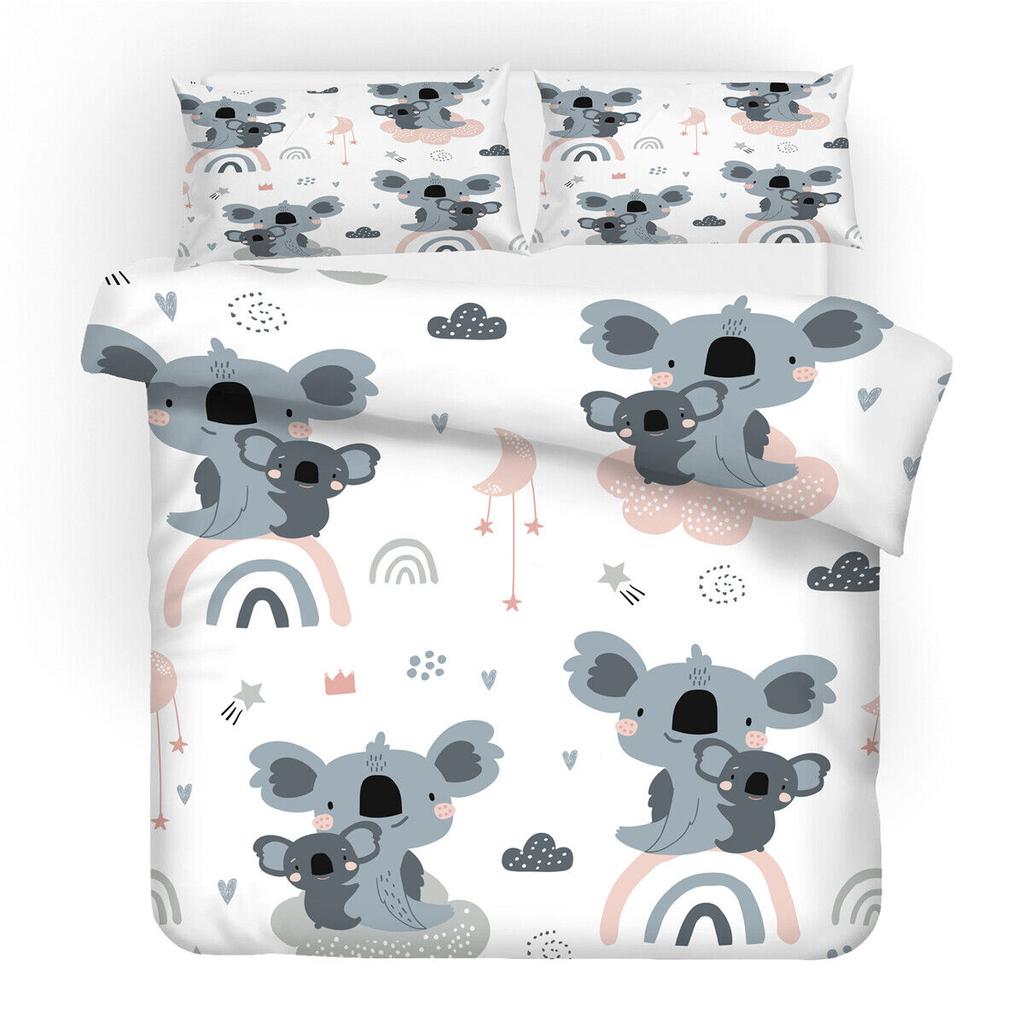 Koala Cartoon Single Double Queen King Bed Duvet Quilt Doona Cover Set Bedding