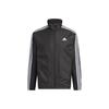 Three-Stripes Logo Sports Stand Collar Long Sleeve Jacket Men’s Black