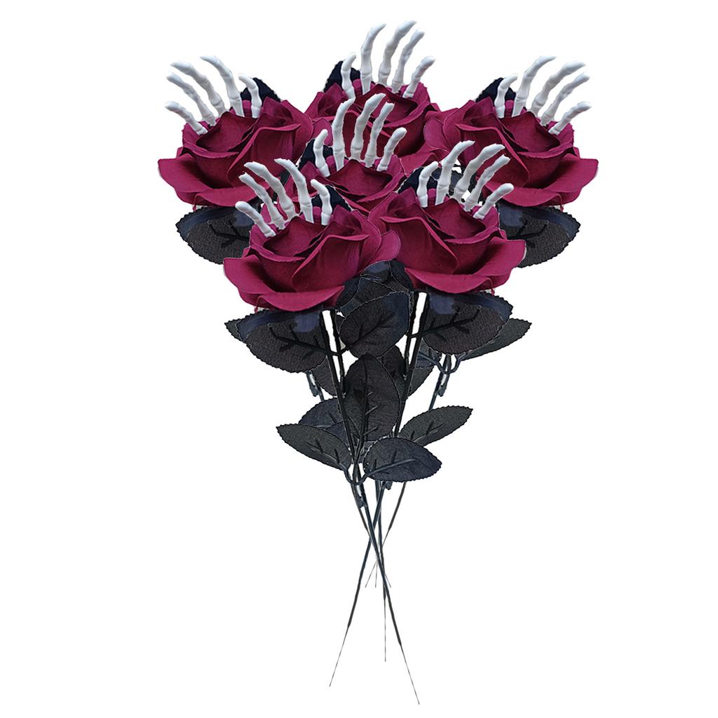 Artificial Flower with Skeleton Hands Decorative Holiday False Flower for Party Dining Photo Props