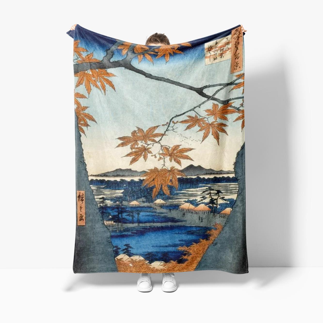 

Japanese Ukiyo-e Blanket Flannel Warm blanket Soft Cozy Blanket Travel Blankets bed linings cubre cama Birthday Gift 75x90cm