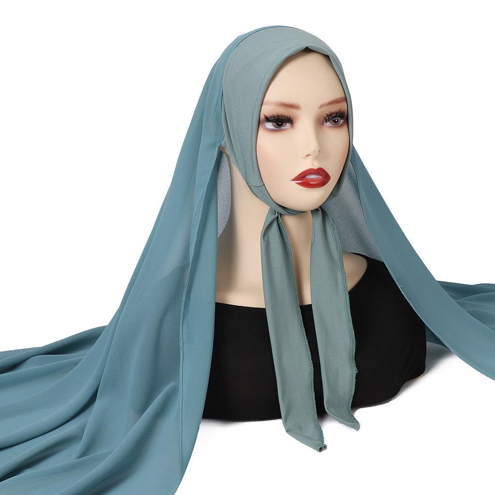 Quick pullover headscarf, pearl chiffon, convenient headscarf, scarf, lazy headscarf set.
