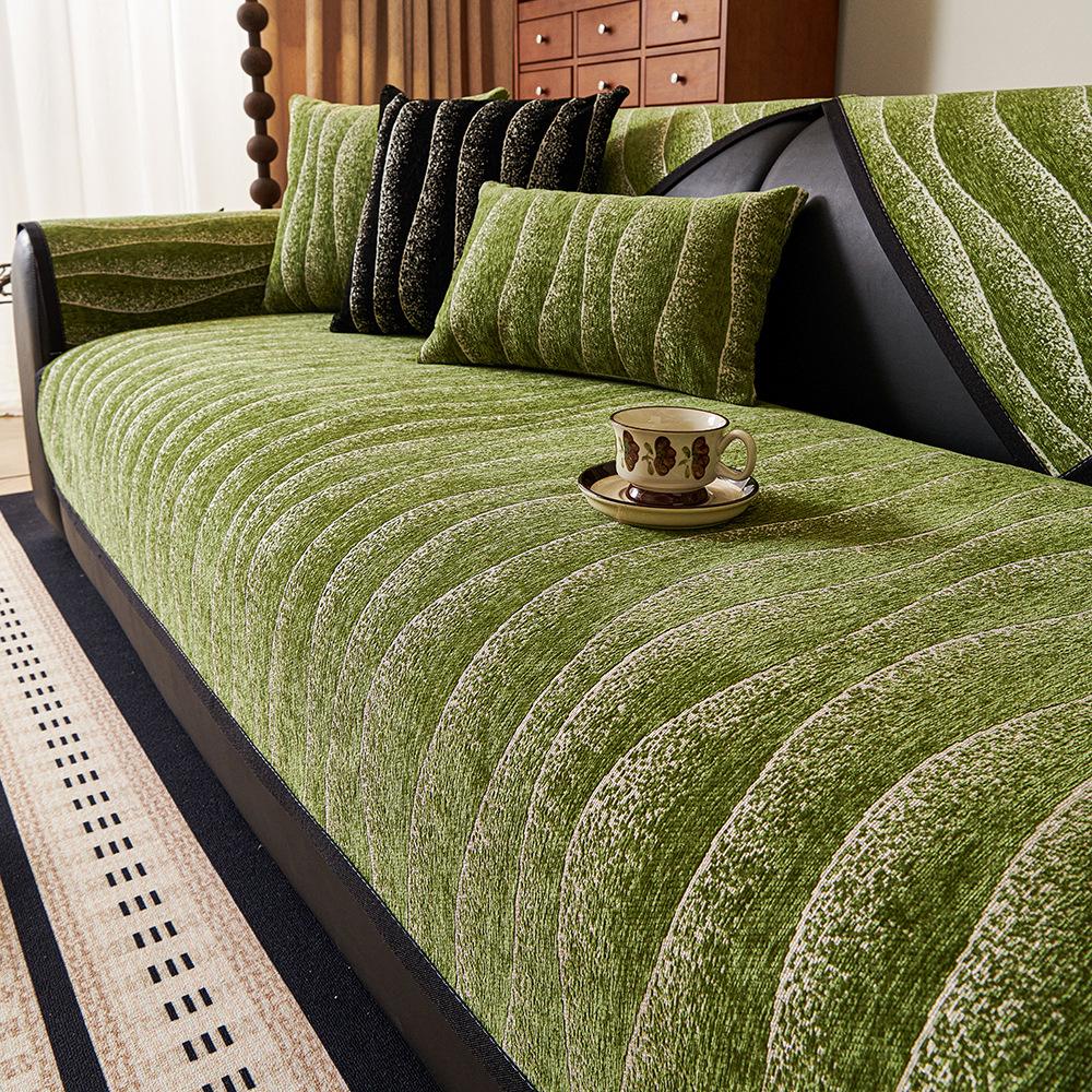 

Striped Sofa Cushion New Four-Season Universal Light Luxury High-End Non-Slip Seat Cushion Cover Lawrence Cover 70*70cm зелёный