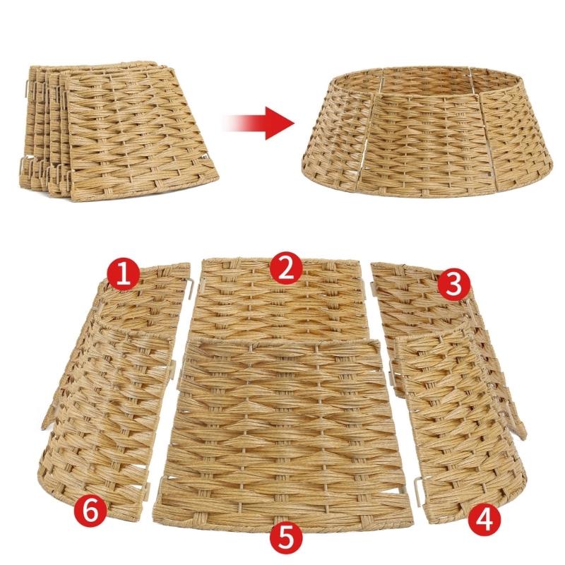 Elegant Wicker Christmas Tree Skirt Traditional Holiday Decoration Essential X3UC