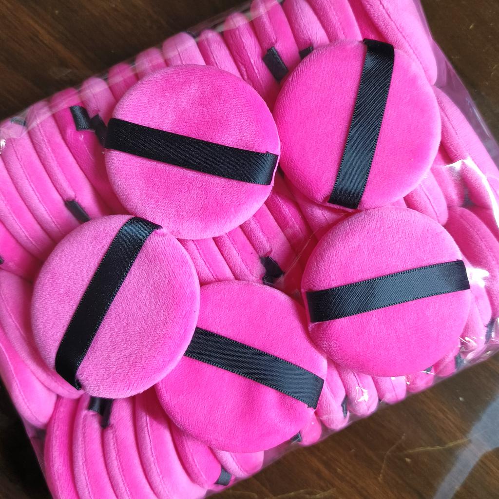 Custom Logo 100Pcs Round Powder Puff Wet Dry Use For Loose Powder Liquid Cosmetic Soft Plush Powder Puff Makeup Foundation