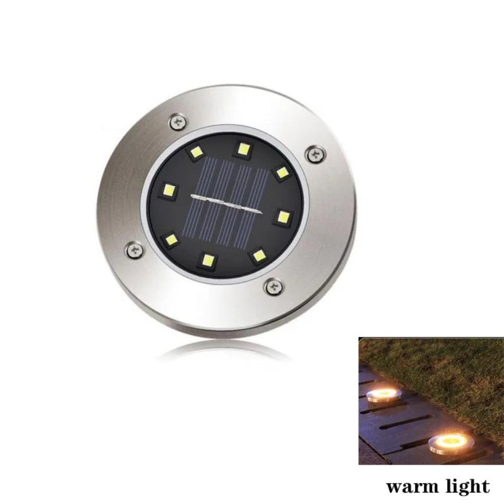 

8/16LED Solar Power Disk Light Outdoor Garden Solar Underground Light Deck Light Spotlight Buried Solar Led Lamp 8LED -- Warm white