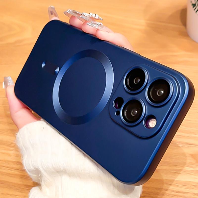 Pentru iPhone 15 Pro Max pentru Magsafe Husă de încărcare fără fir pentru iPhone 14 13 12 11 Pro Max 15 Plus Husă de telefon cu textura metalică de lux