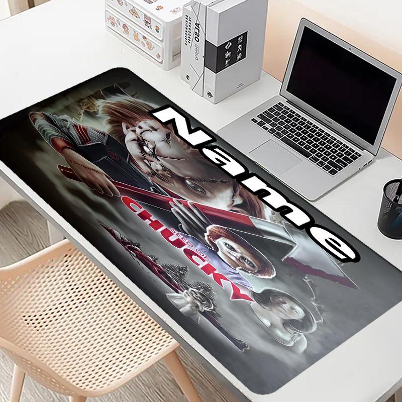 Custom Name Personalized Bride of Chucky Pattern Mousepad, Laptop PC Desk Mat, Decorative Desk Mat for Home Keyboard Pad Gift