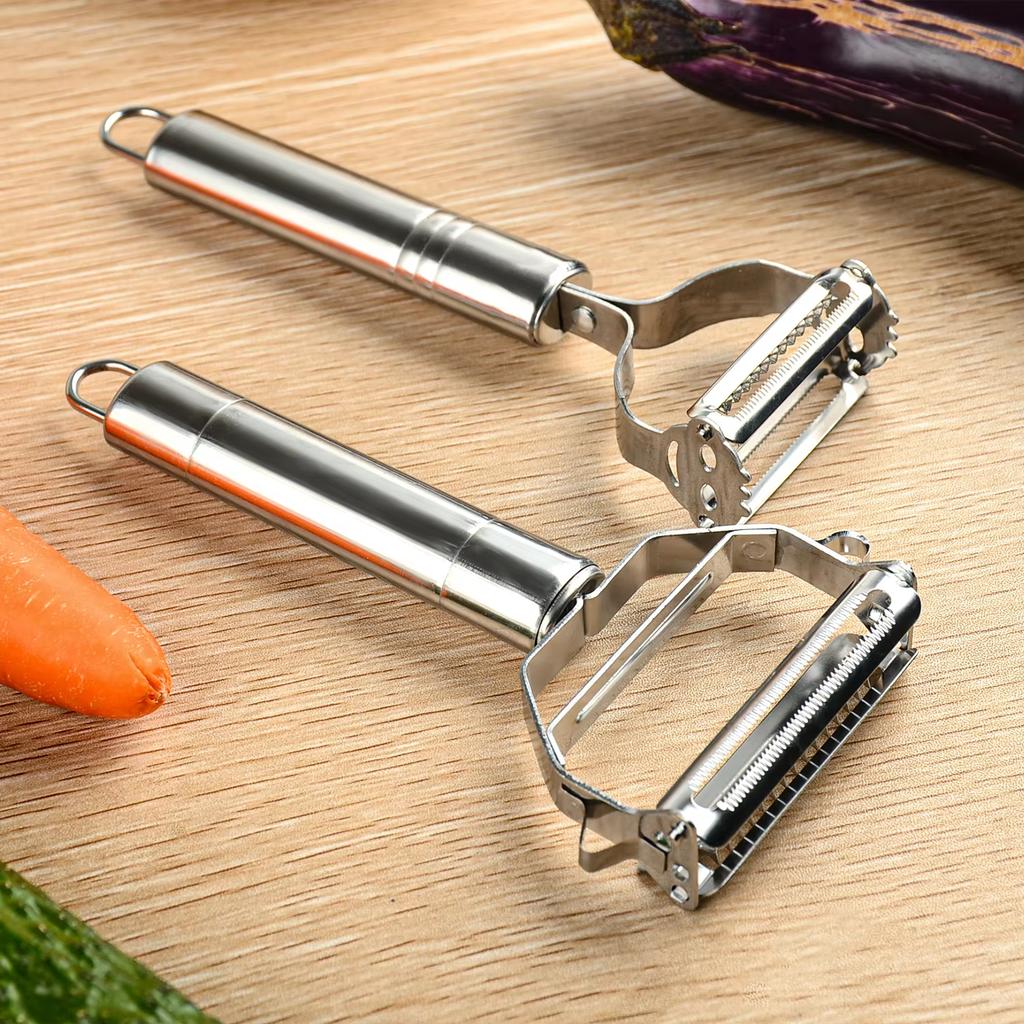 4-in-1 Stainless Steel Peeler with Interchangeable Blades Vegetable Fruit Potato Peeler Slicer Grater Kitchen Tools, Easy Grip