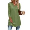 Women's Casual V Neck 3/4 Sleeve Pullover Tunic Top Mid Length Solid Color Comfortable Fit Lightweight Fabric