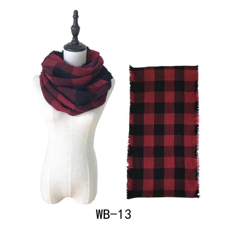 Wind autumn and winter women's warm colorful grid imitation cashmere double-sided fringed grid scarf