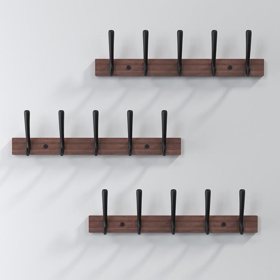 Nástěnný háček z ořechového dřeva Černá Bílá Hliník Creative 3 4 5 Řadové háčky do koupelny Kuchyňská dvířka Dekorativní držák na ručníky na ručníky