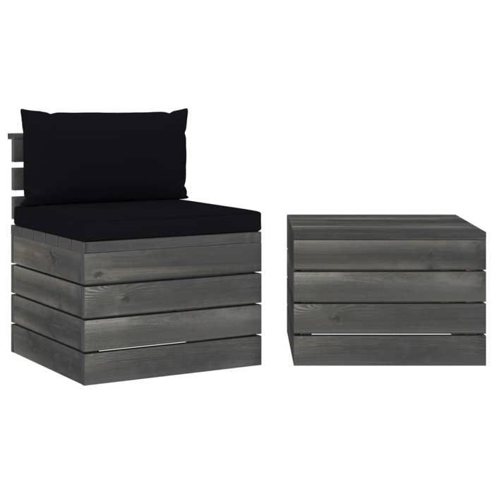 Salon de Jardin - VIDAXL - Palette 2 pcs - Bois de pin massif - Coussins confortables - Design rustique