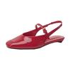 Fashion Soft Leather Square Toe Women Pumps Sandals Buckle Strap Casual Party Low Heels Female Shoes