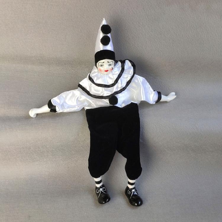16 Inch Porcelain Harlequin Doll Props Art Ornaments Collectible Table Desk Decors with Costume Clown Dolls