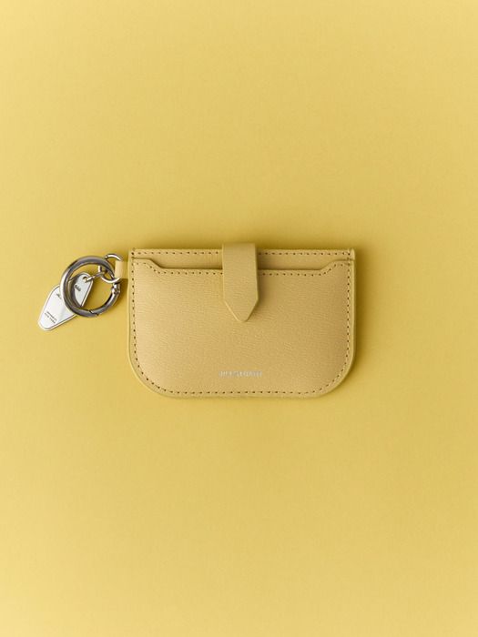 JILLSTUART [Bow 2] [Keyring Included] Light Yellow Cowhide Leather Card Wallet and Charm JAWA5F234Y1