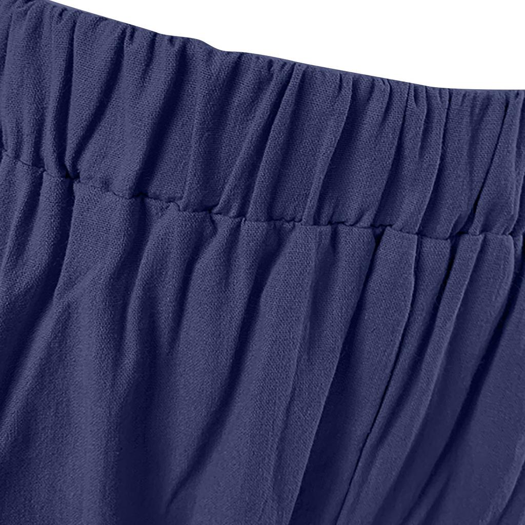 Women's Color Loose Elastic Decorate Pocket Time Trousers